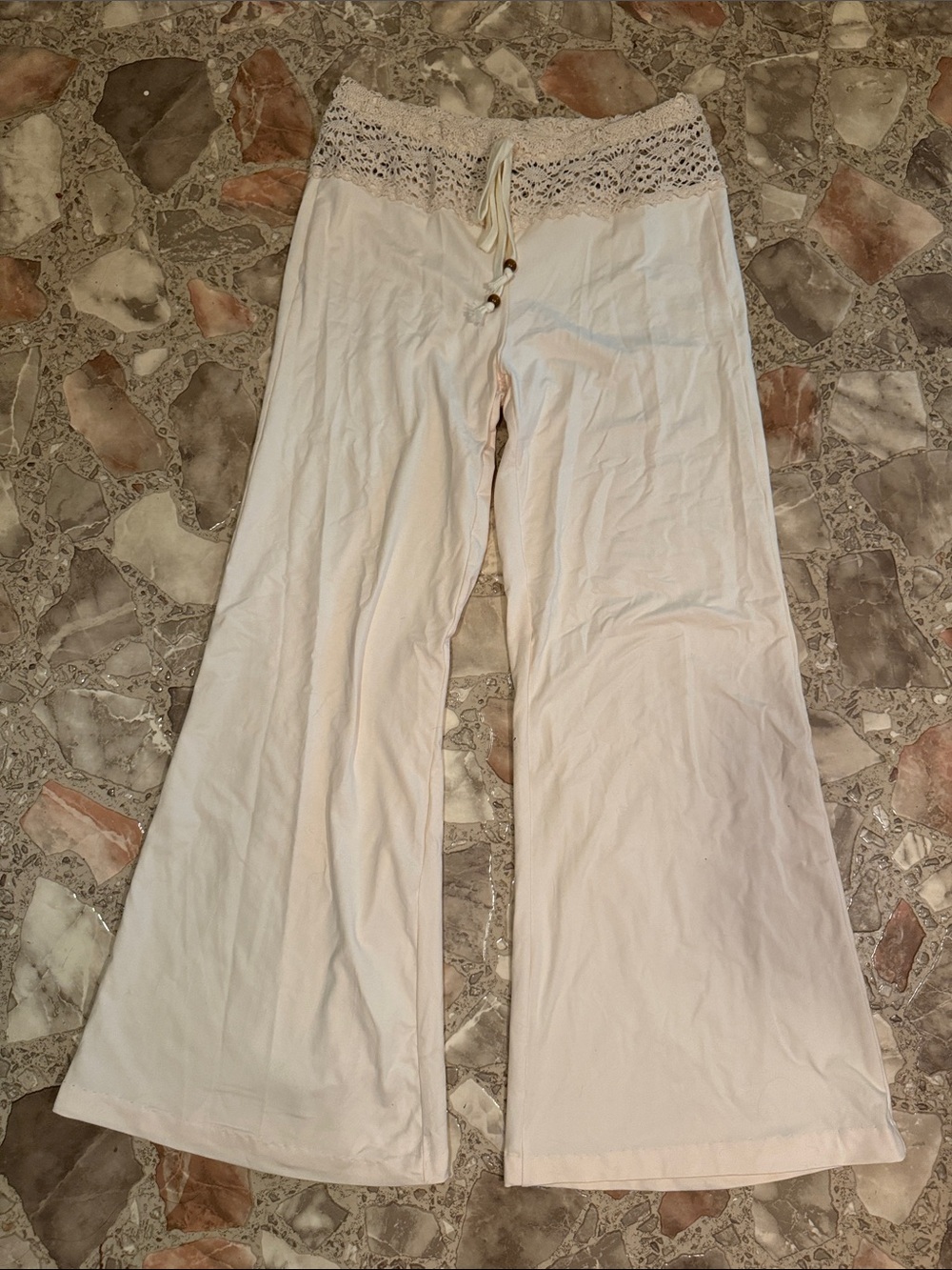 Women’s Lace-Waist Lounge Pants - Cream